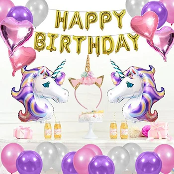 

Fashion Unicorn balloons Kids Pink Purple Cartoon Unicorn Balloons Unicorn Party Supplies Happy Birthday Party Decorations