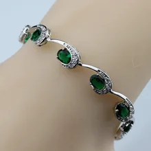 Сейчас зеленый циркониевый белый кристалл серебряный цвет ювелирные изделия для женщин ссылка Chian Браслет 7 дюймов подарочная коробка B43