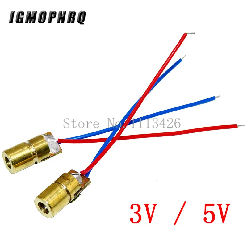 

100pcs laser diode 650nm 6mm 5V 5mW Adjustable Laser Dot Diode Module Red Copper Head 3v