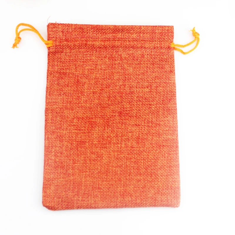 Free Shipping 100pcs 7*9cm Orange Jute Bags Small Gift Bag Incense