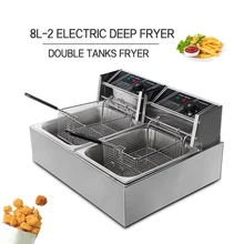 ITOP Commercial Electric Deep Fryers, Single Double Tank 8L/16L Frying Machine,Stainless Steel Potato Chicken Oil Fryer multifunction 12 l deep fryer electric commercial stainless steel potato chicken food deep frying machine zf