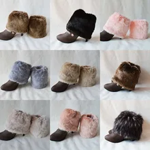 Искусственный мех, плоские манжеты, носки для обуви, высокие зимние носки для обуви, рождественские Вязаные Гетры