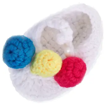 

Newborn Baby Infant Girls 3 color ball Crochet Knit Socks Crib Shoes Prewalker 0-12 Months (Type 1)
