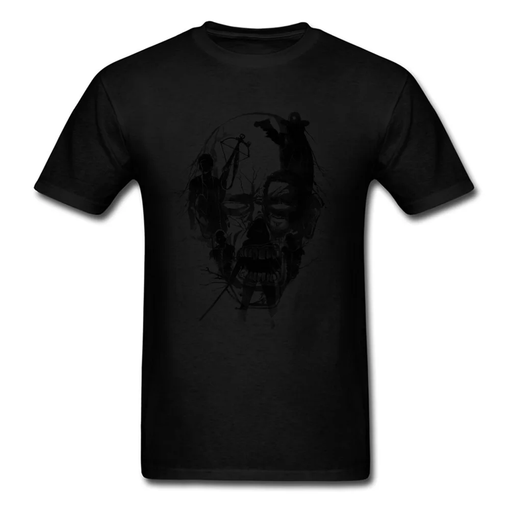PrintClassic Short Sleeve T Shirt Summer Funny O-Neck 100% Cotton Tee-Shirts Men T Shirts Dead Walker  Top Quality Dead Walker black