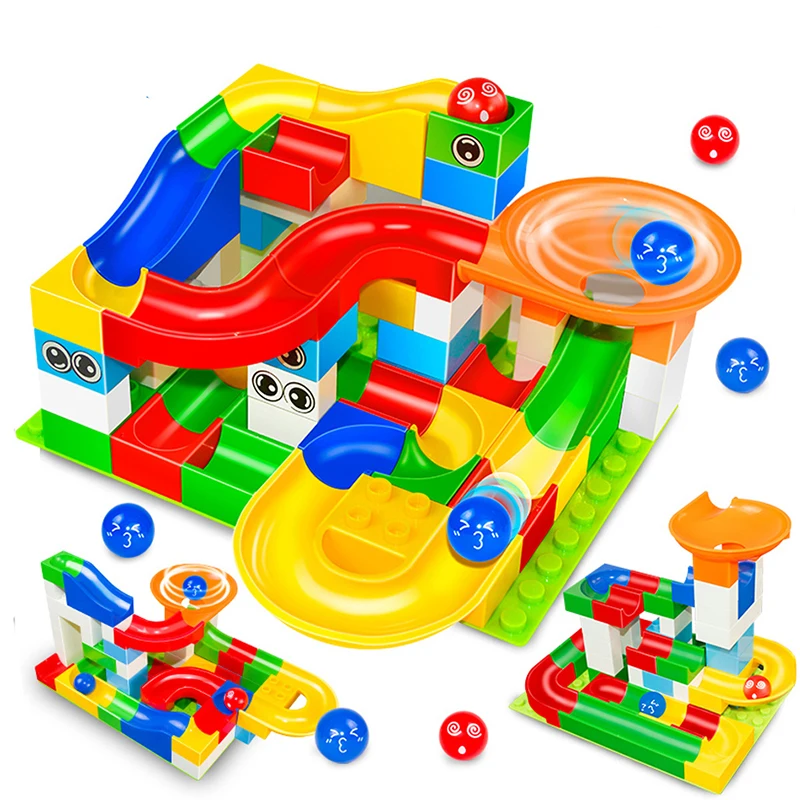 

20-248PCS Marble Race Run Maze Ball Track Building Blocks Plastic Funnel Slide Big Size Bricks Duplo Blocks Kids Toy Gift