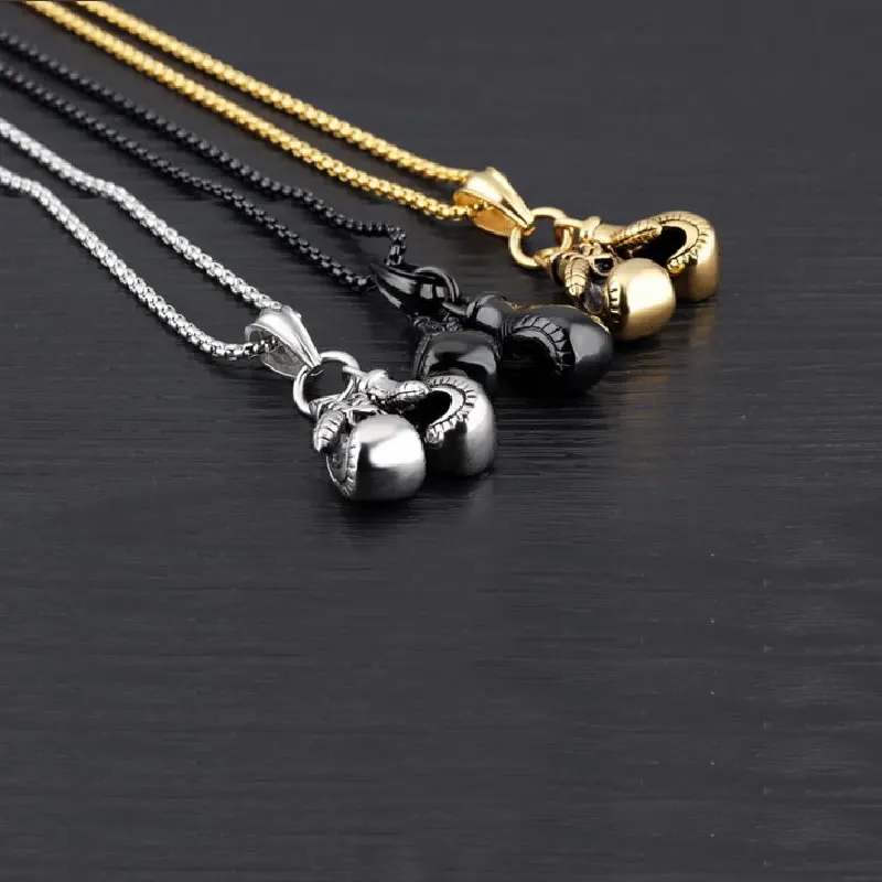 Fashion Double Boxing Glove Necklace Boxing Jewelry Gold/Silver Plated