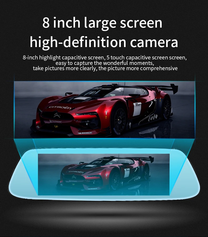 Зеркало заднего вида RoverOne на Android с сенсорным экраном 8 дюймов HD 1080P GPS Wi