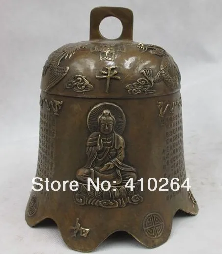 

Shipping China Pure Copper Bronze Sakyamuni dragon phoenix Buddhism Temple Bell Statue Statue