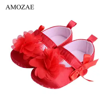 

Baby Girl Shoes For Newborn Big Flower First Walker Soft Sole Princess Shoe Spring Beautiful Girl Infant Toddler Indoor Footwear