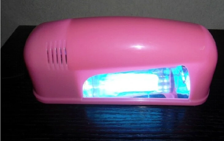 Розовый 9 Вт гелевых ногтей, УФ-лампы ЕС США Plug УФ-лампы для ногтей барабан с 9 Вт LED Розничная пакет коробки