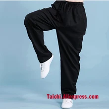 Льняные Хлопковые Штаны для боевых искусств на весну и осень Брюки Тай Чи с карманом