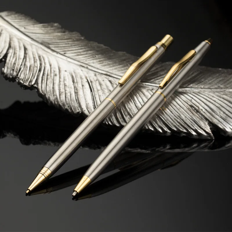 

1PCS stainless steel rod rotating metal press metal pencil 0.5MM lead core student special automatic pencil advertising gift pen