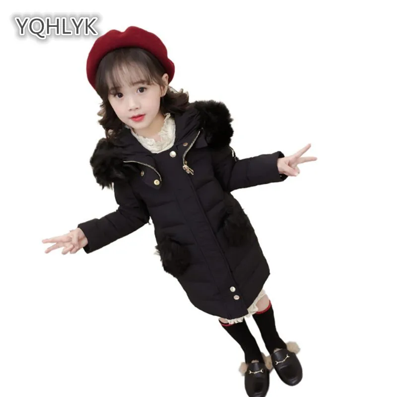 

Children Winter Girl Down Jacket Fashion Hooded Warm Girl Cotton coat Thicken Children Cotton Long kids Parker Outerwear & Coats