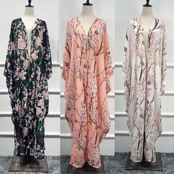 

Abaya Dubai Kaftan Islam Long Batwing Floral Cardigan Muslim Hijab Dress Abayas For Women Jilbab Caftan Turkish Islamic Clothing