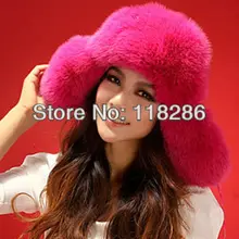 Luxury Lady fox fur trapper hat fashion winter wild fur hat handmade