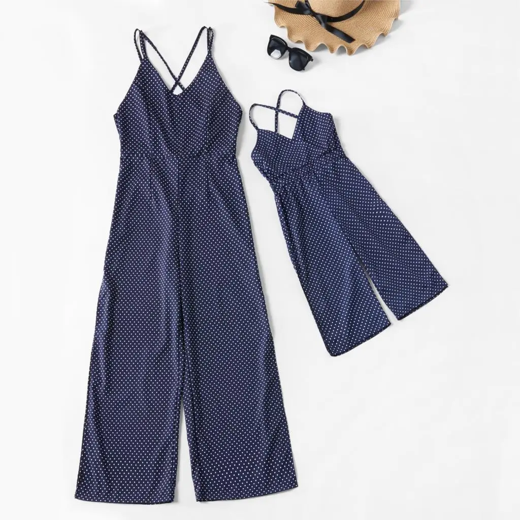 

one-piece mother daughter dresses overall pants family look mommy and me matching clothes mom mum and baby girls dress outfits