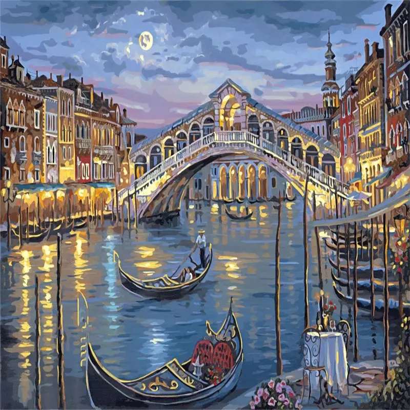 Night in Venice DIY Painting By Numbers Kits Coloring Painting On