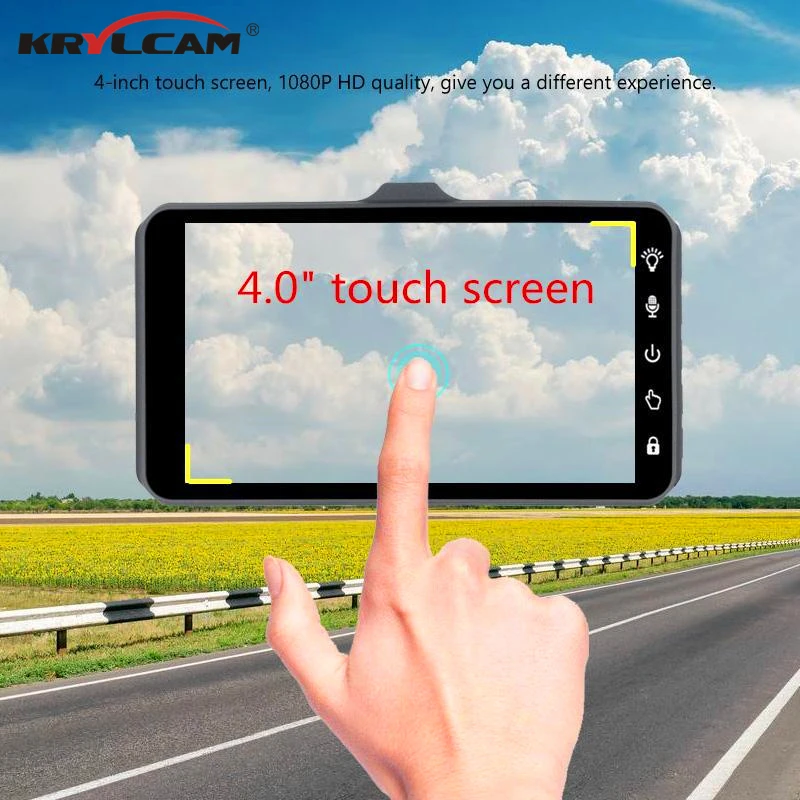 Krylcam BT100 4 &quotDVR Dash камера с двумя объективами сенсорный экран ночное видение g