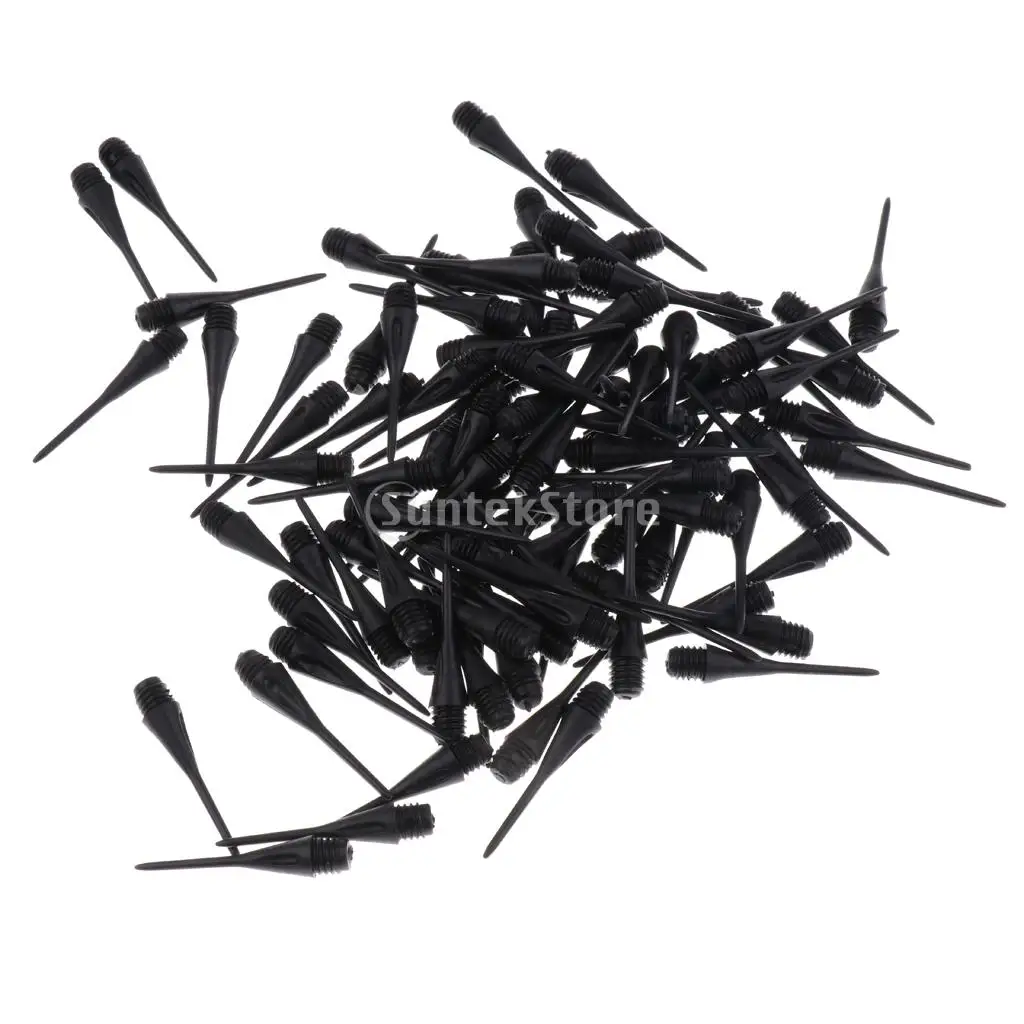 100 Pcs Dart Soft Tips Points 2BA Standard Darts Shaft Needle Black