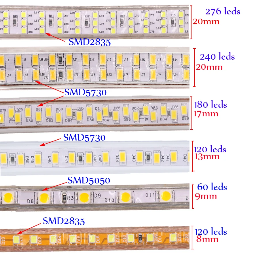 240 светодиодный s/m Светодиодные ленты SMD 5730 2835 5050 5630 220V 240V Водонепроницаемый светодиодный лента веревка светильник RGB теплый белый украшения дома светильник ing