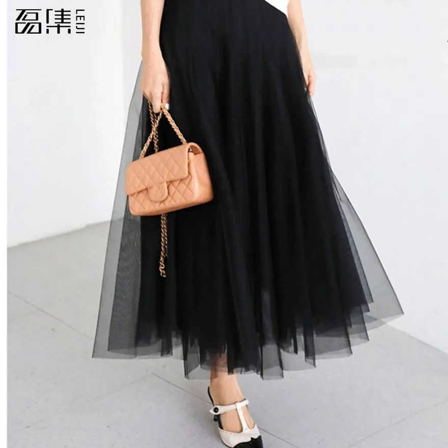 

Fashion Tulle Skirt Pleated Plus Size Skirts Womens Lolita Petticoat Vintage Midi Skirt Jupe Saias Faldas 100kg