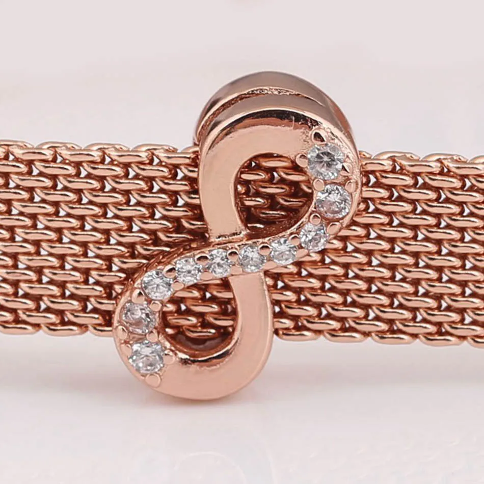 

Authentic 925 Sterling Silver Rose Reflexions Sparkling Infinity Clip Charms Fit Pandora Bracelet Bangle DIY Jewelry