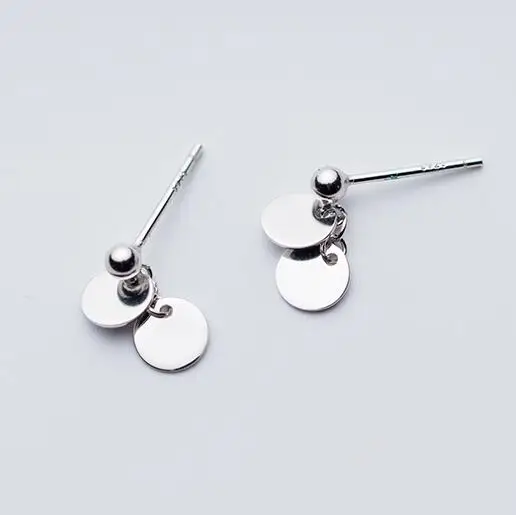 

Simple Double Disc Balls Solid 925 Sterling Silver Stud Earrings