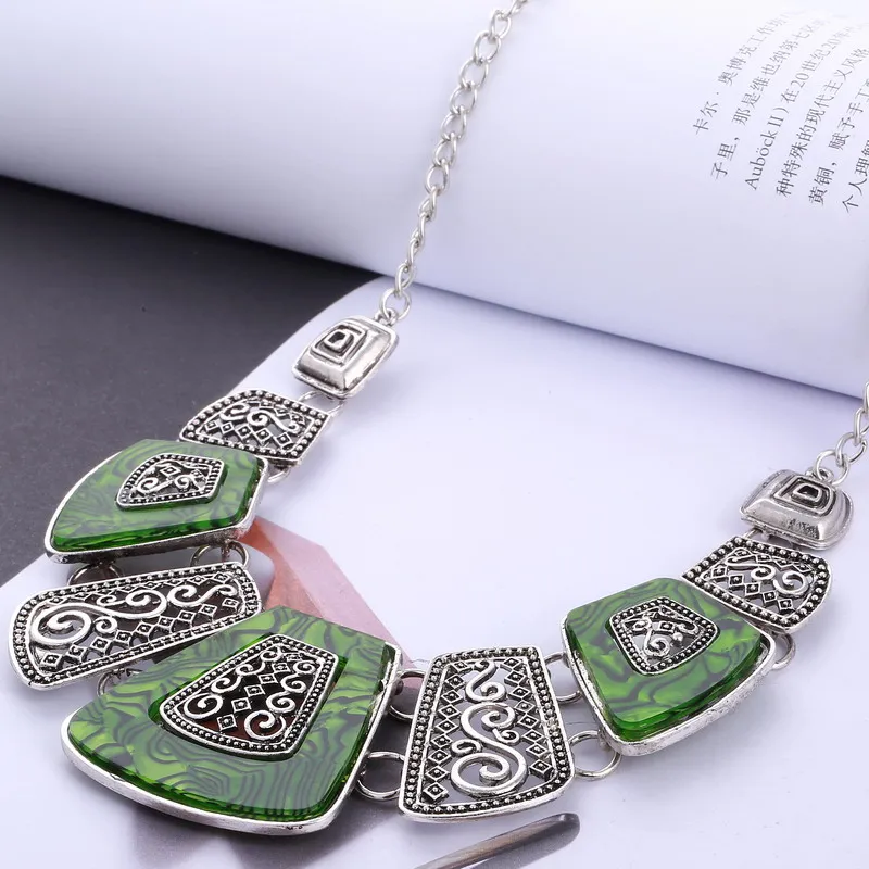 

Hesiod New Spring Green Crystal Women Brand Maxi Statement Necklaces& Pendants Vintage Turkish Jewelry Necklace