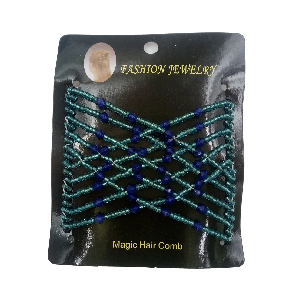 DIY волшебная эластичная сетка тиара женская для укладки волос булочки аксессуары заколки для волос девушка металлические бусины гибкий зажим ювелирный ободок для волос