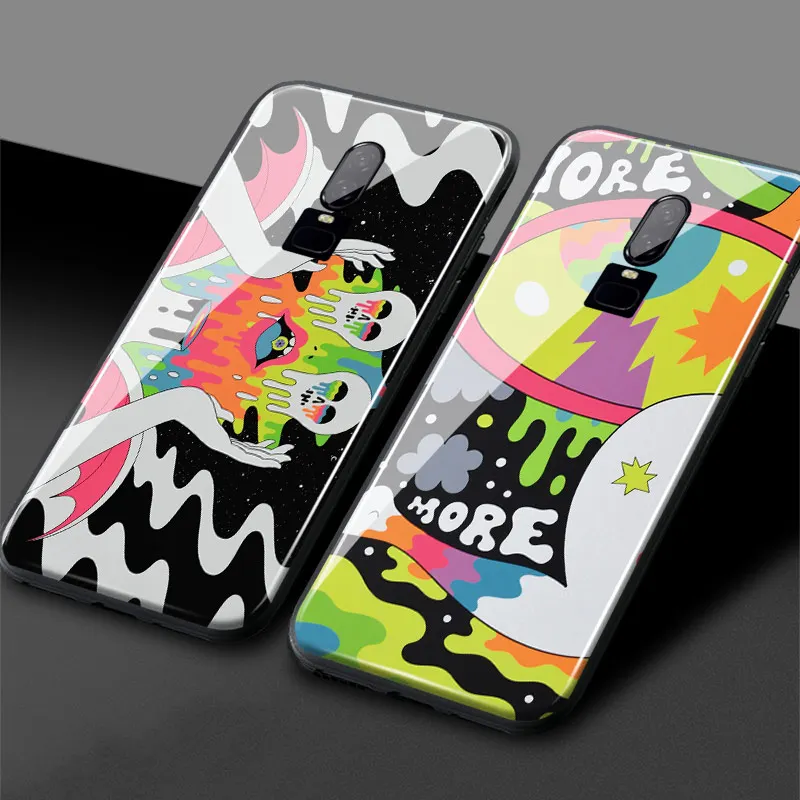 Psychedelic Trippy Aesthetic Abstract Tempered Glass Soft Silicone Cover Phone Case Shell For Oneplus 6 6t 7 7pro Fitted Cases Aliexpress
