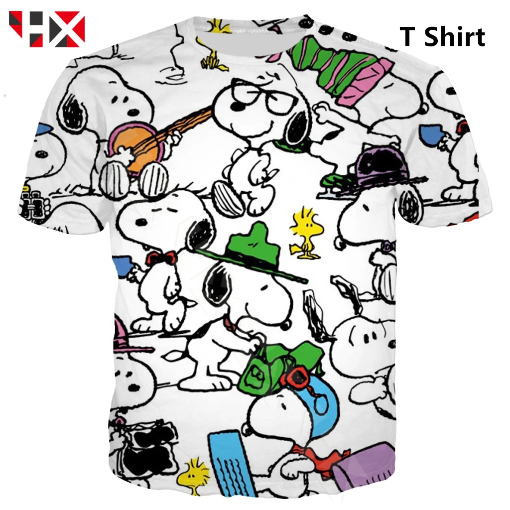 

HX Funny Popular Cartoon Snoopy 3D Print Men T Shirt/Hoodie/Sweatshirt Unisex Harajuku T Shirt Streetwear Style Tops A510