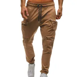 Повседневные шаровары с карманами мужские модные однотонные свободные лучевые уличные брюки осенние мужские фитнес тонкие джоггеры