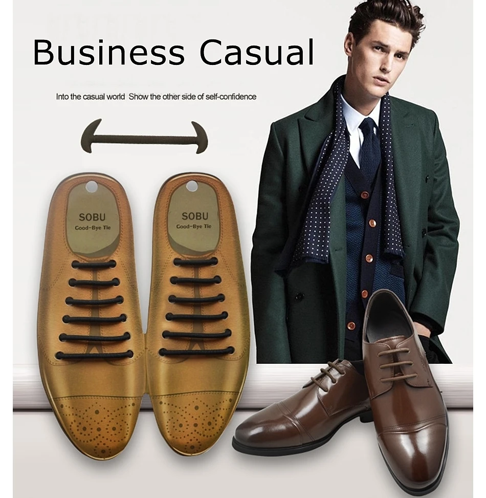 Новые силиконовые модные кожаные шнурки без галстука эластичные мужские шнурки V005