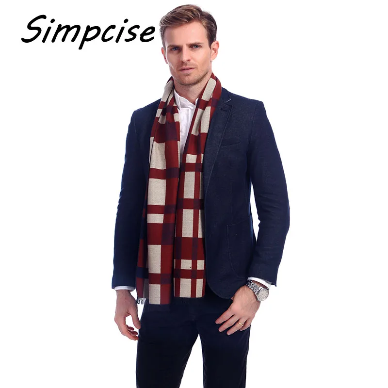 Latest style Design Fashion Men Double sided scarf Brand Winter Long Wool scarves Shawl A3A18912 mens snood scarf