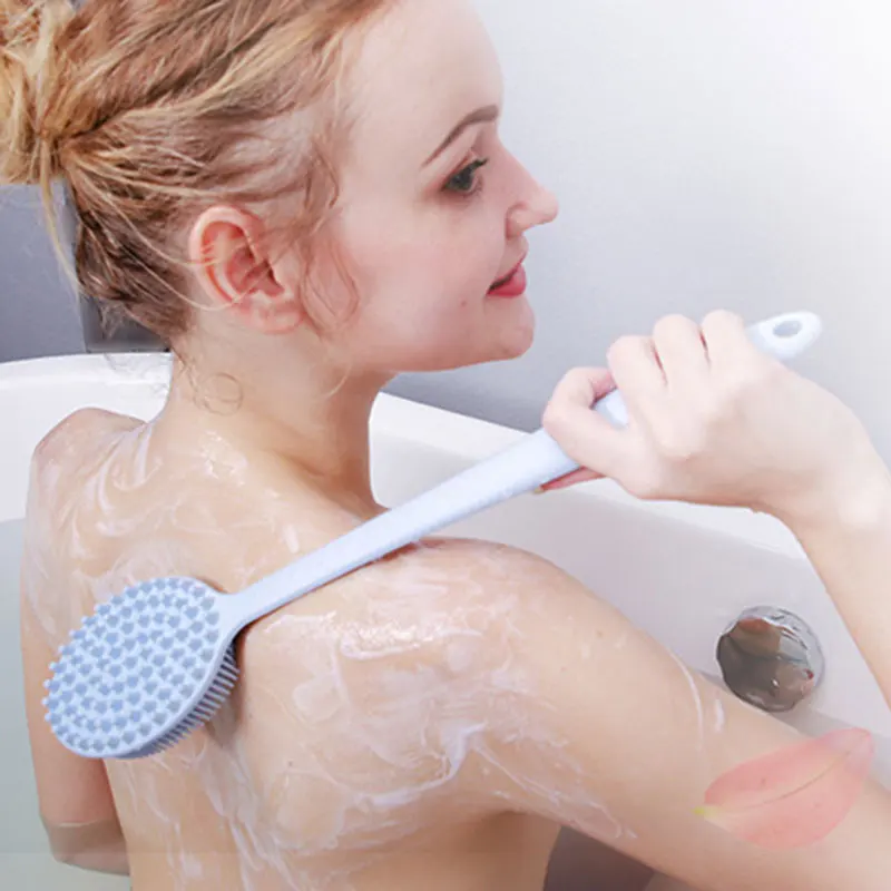 

Silicone Bath Brush Non-slip Long Handle Shower Scrubber for Home Bathroom GHS99
