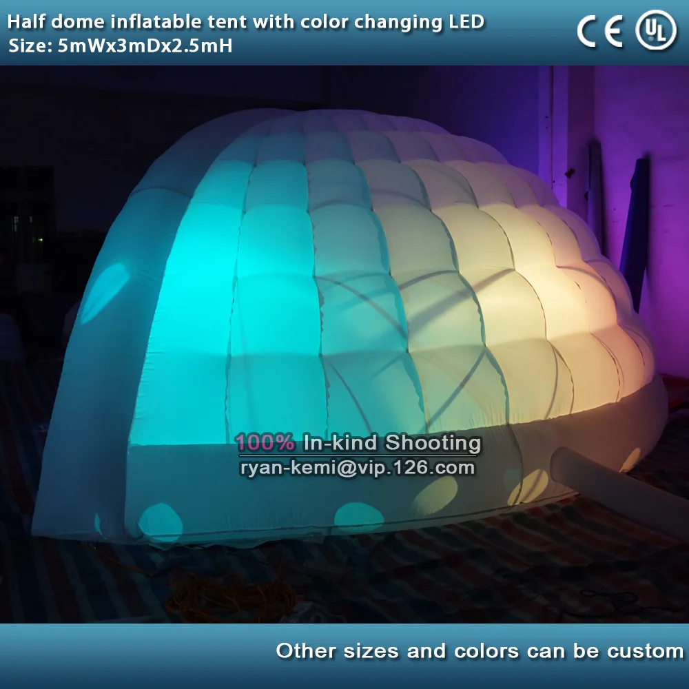 5m LED lighting inflatable half dome tent inflatable bar inflatable wedding party igloo tent marquee with color changing LED 4