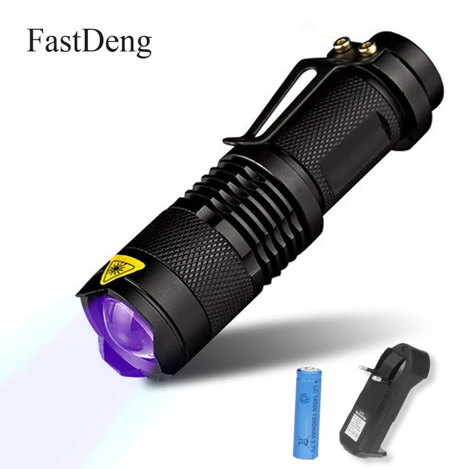 

UV Flashlight Ultraviolet Light Mini LED Torch 395nm With Zoom Function UV Black Light Pet Urine Stains Detector Scorpion