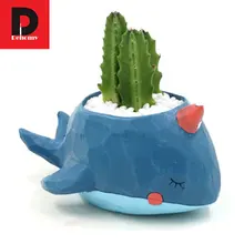 Dehomy Diy Micro-landscape Creative Multi-meat Plant Flower Pots Cute Whale Multi-flower Pot Office Resin Ornament Flower Pot