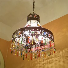 Богемский кулон свет цветной кристаллический кулон свет американский стиль жизни подвесной светильник вход кристалл лампа BXY5