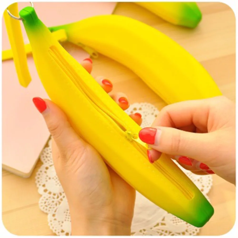 

THINKTHENDO Unisex Novelty Silicone Portable Banana Coin Pencil Pen Case Purse Bag Case Wallet Pouch 6A60603