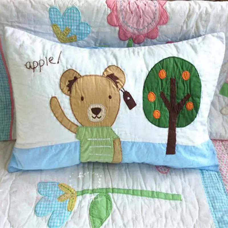 Cute cartoon design pillowcase quilted cotton embroidery ...
