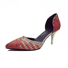2017 New Autumn Fashion A Shallow Mouth Stiletto Color Printing Woven Ladies Shoes .CBSL-NY&M8