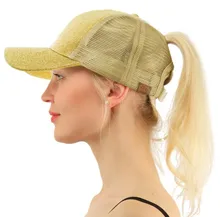 

Drop Shipping CC Glitter Ponytail Baseball Cap Women Messy Bun Baseball Cap Girls Snapback Caps Summer Sports Mesh Hats