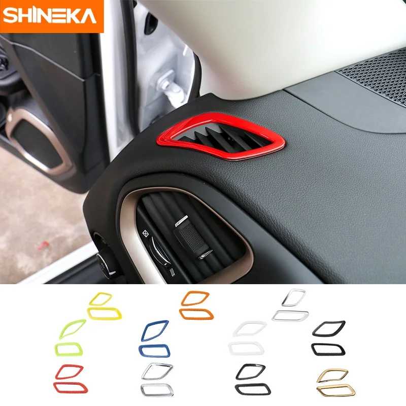 Shinekaカースタイリングダッシュボードエアコンベントアウトレットデコレーションフレームカバートリムジープレネゲード2015用air
