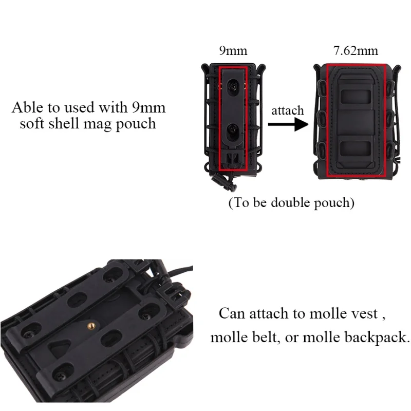Тактическая 9 мм Пистолетная обойма мешки Fastmag Molle Клип Мягкая оболочка подсумок для оружия Перевозчик охота, Боевой страйкбол кобура для обоймы