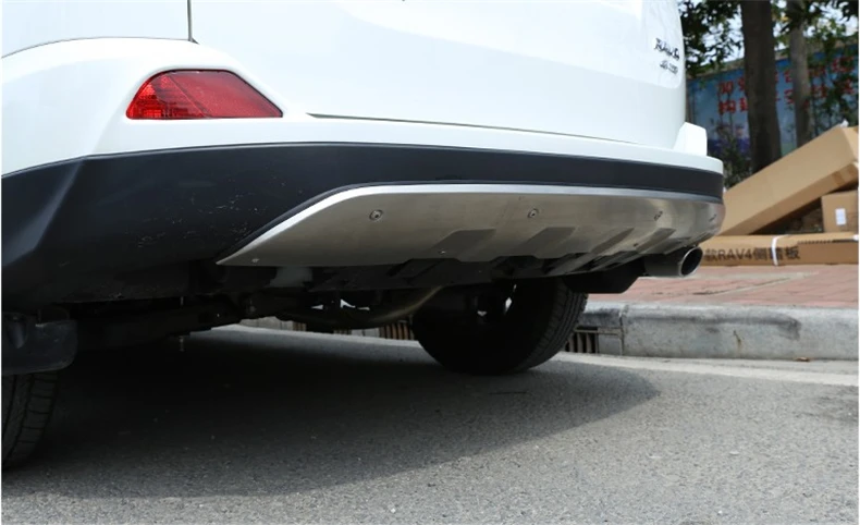 Для TOYOTA RAV4 Передний+ задний бампер диффузор Защитная противоскользящая пластина высокое качество нержавеющая сталь автомобильные аксессуары