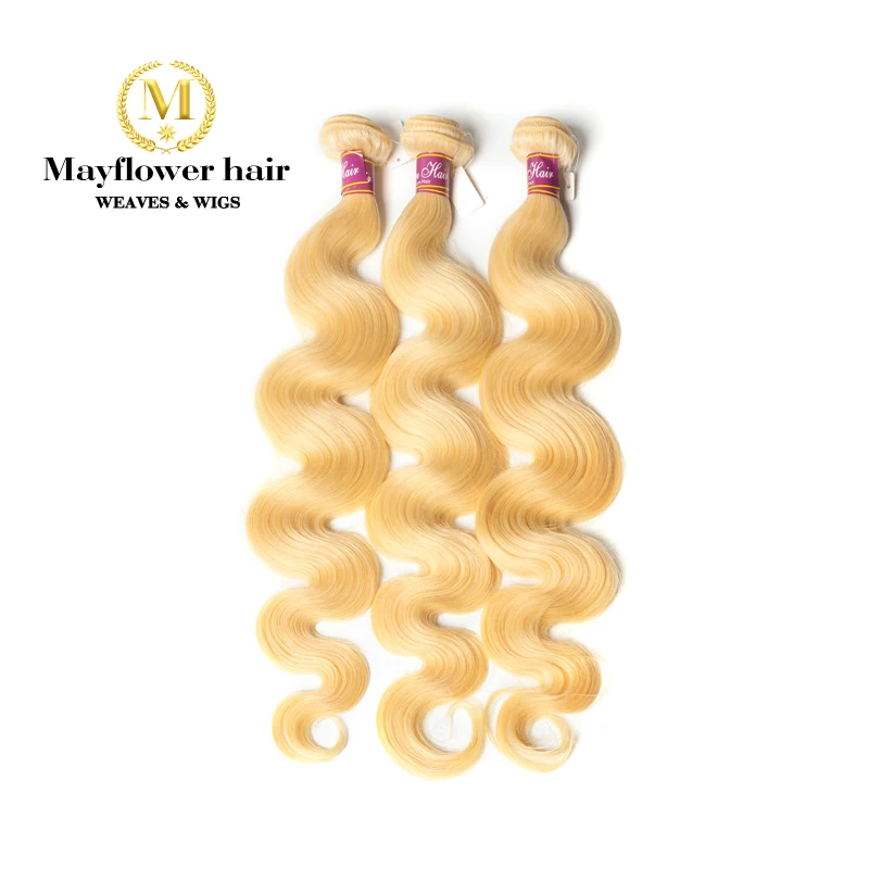 

Mayflowe 10A Blonde 613 Malaysian virgin hair body wave 1/2/3/4 bundles from 12-26" No red hair No smell no tangle Free shipping