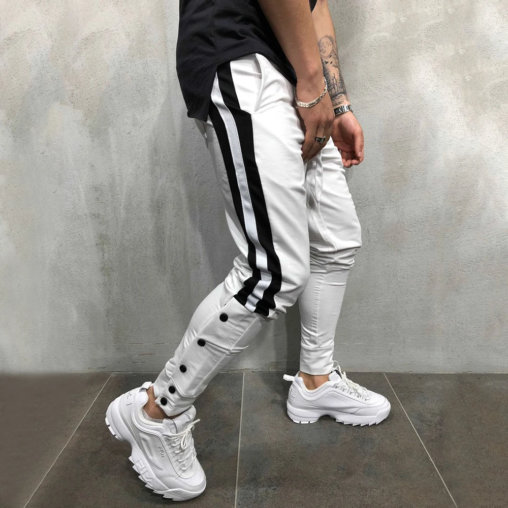 

2019 Summer Casual Cotton Full Length Men's Pants Mid Waist Pants Men's Pencil Pants Sports Fit Masculina Male Clothing D40