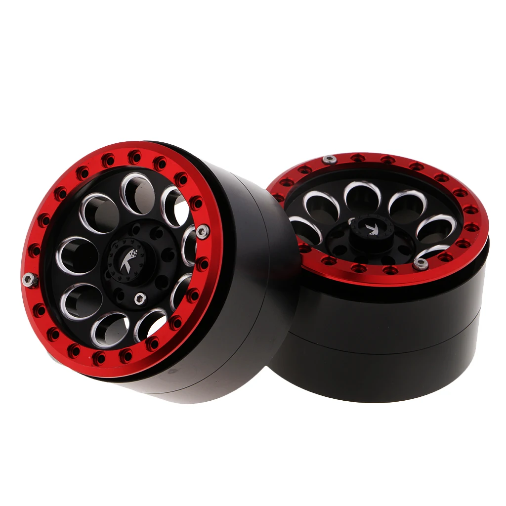 2pcs Aluminum 2.2' Beadlock Wheel Rims for 1/10 Traxxas TRX4 Axial SCX10 D90 RC Rock Crawler