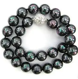 

Shell Pearl Jewelry Set Huge 14mm 17 inch Black Shell Pearl Necklace 14mm Earrings Set Wedding Birthday Jewelry